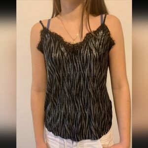 Elegant Black and Silver Camisole Top